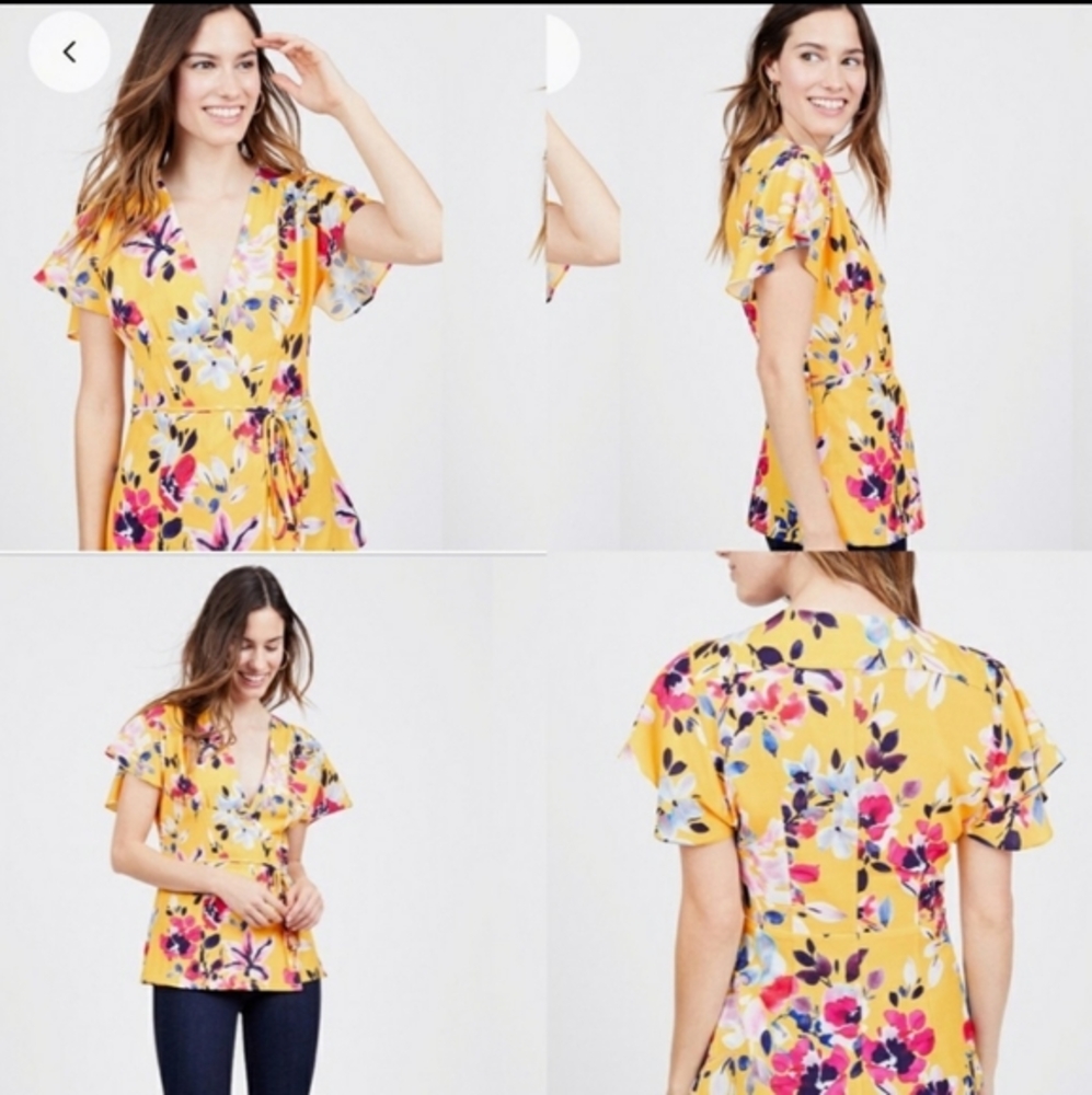 French Connection for Le Tote Yellow Floral Blouse